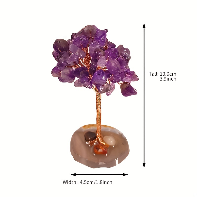 Natural Crystal Fortune Tree Ornaments with Agate Base Handicrafts